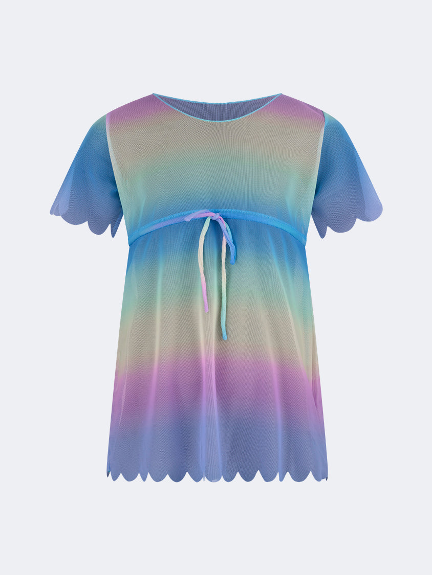 Oil And Gaz Colorful Kids-Girls Beach Dress Blue