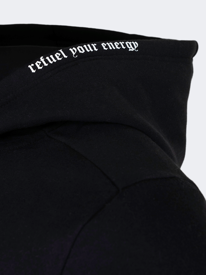 Oil And Gaz Brushed Unisex Lifestyle Printed Full Zip Hooded Black
