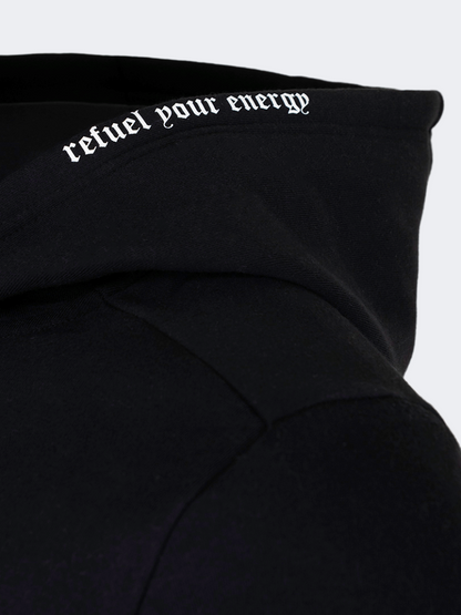 Oil And Gaz Brushed Unisex Lifestyle Printed Full Zip Hooded Black
