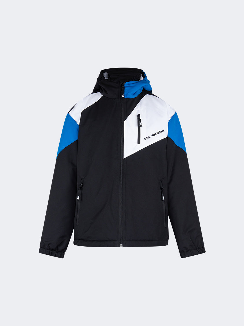 Oil And Gaz Comfortable Kids Boys Skiing Jacket Black/Blue/White