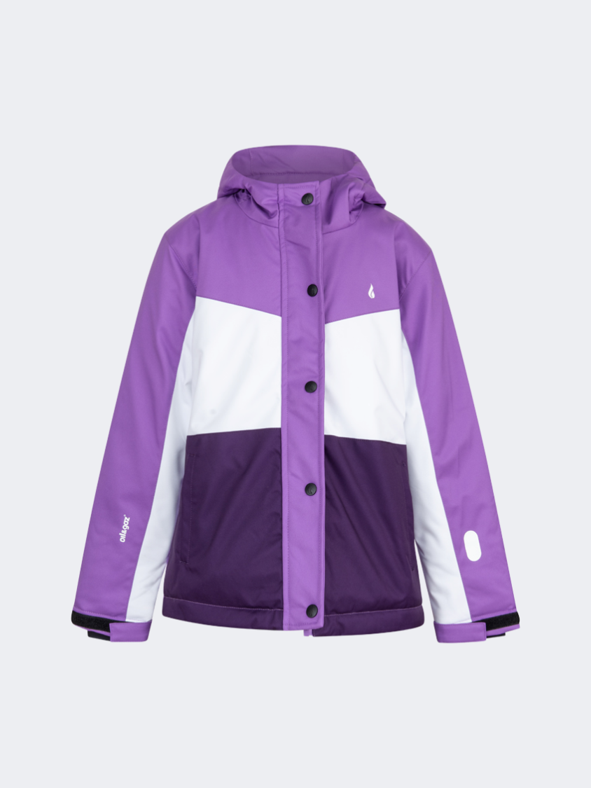 Oil&amp;Gaz Comfortable Kids-Girls Skiing Ski Jacket Purple/White