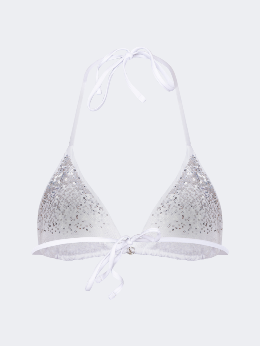 Oil And Gaz Shimmering Women Beach Bra White
