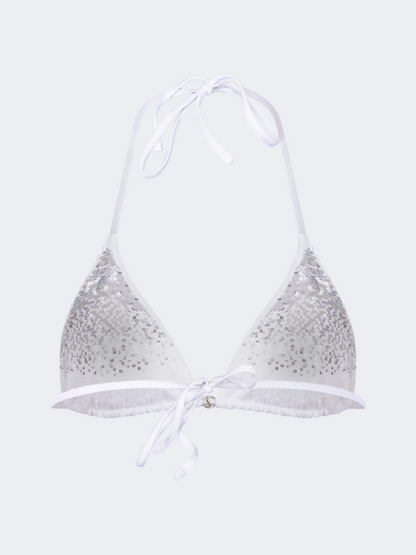 Oil And Gaz Shimmering Women Beach Bra White