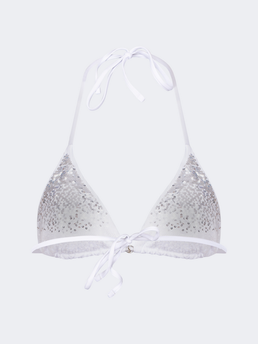 Oil & Gaz Shimmering Women Beach Bra White