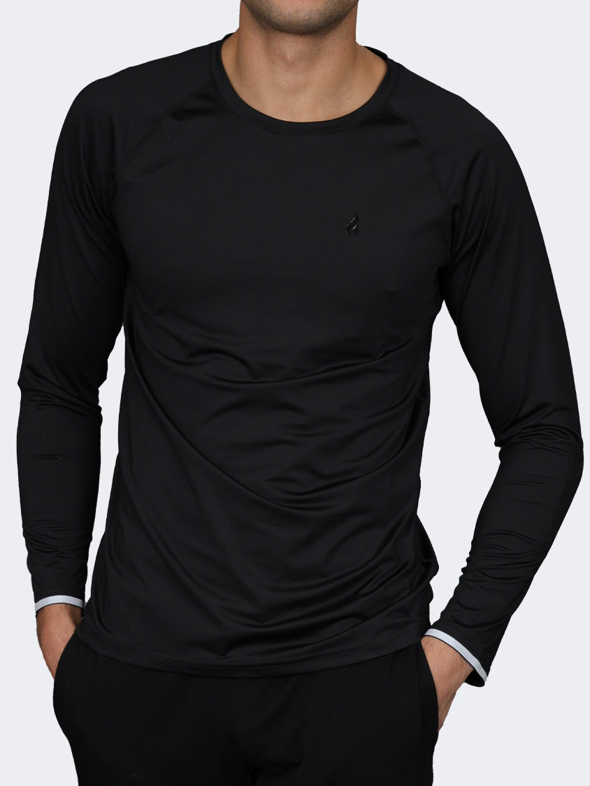 Oil And Gaz Round Neck Men Fitness Long Sleeve Black