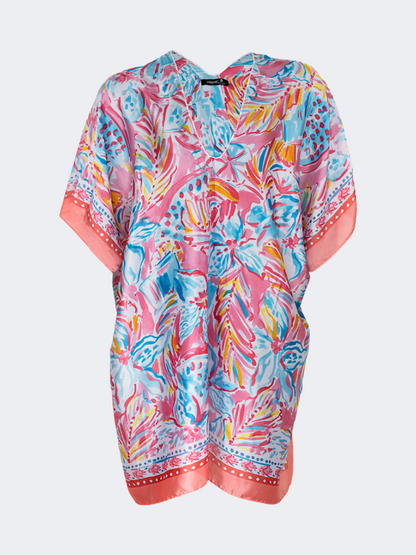 Oil And Gaz Elegant Women Beach Poncho Pink/Light Blue