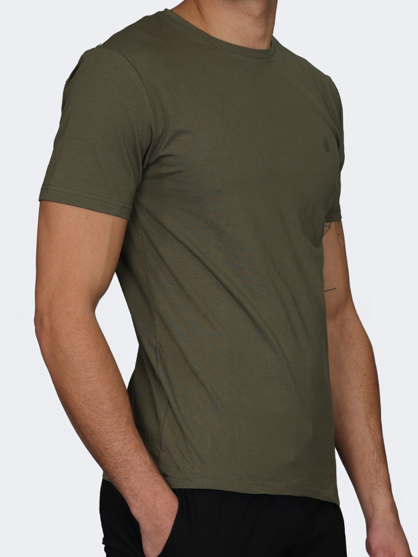 Oil And Gaz Round Neck Men Lifestyle T-Shirt Olive