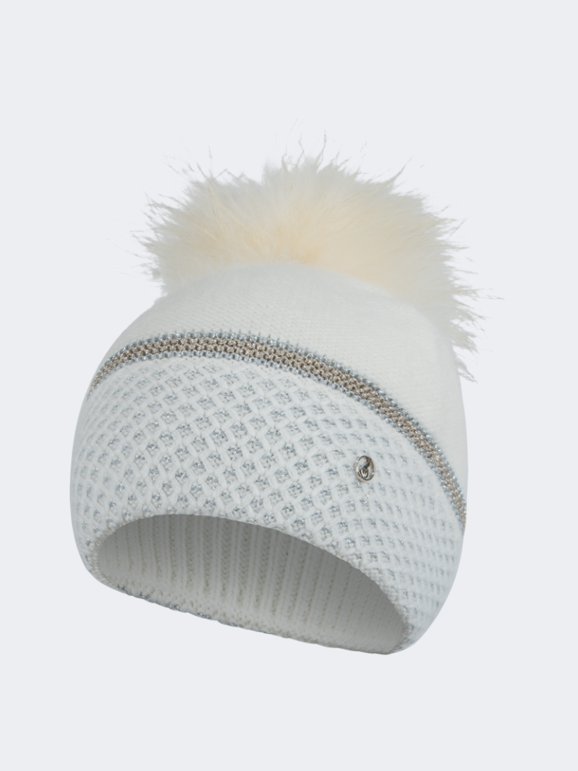 Oil And Gaz Warm Women Lifestyle Pom Beanie White