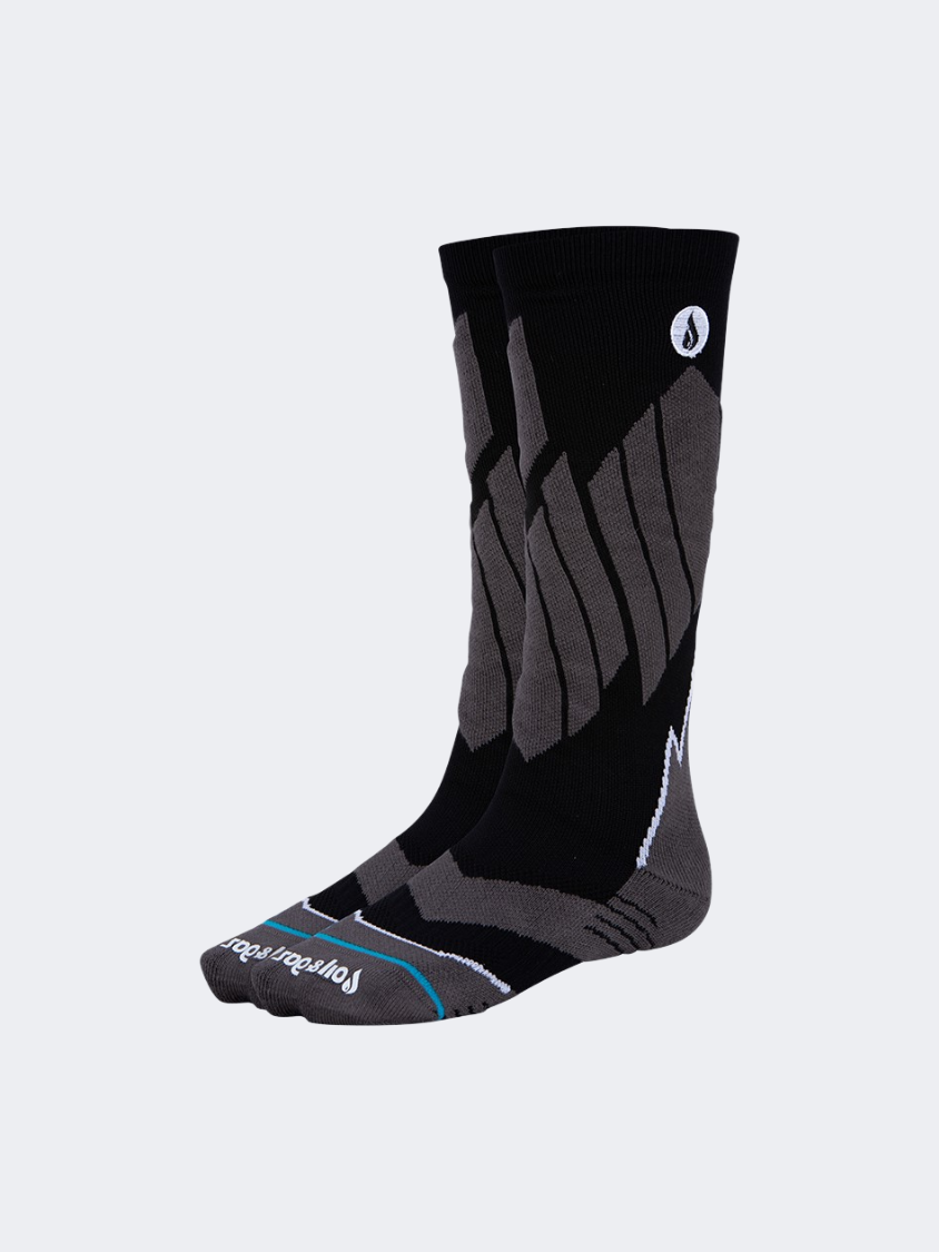 Oil And Gaz Warm Kids Skiing Over The Calf Socks Black/Dark Grey