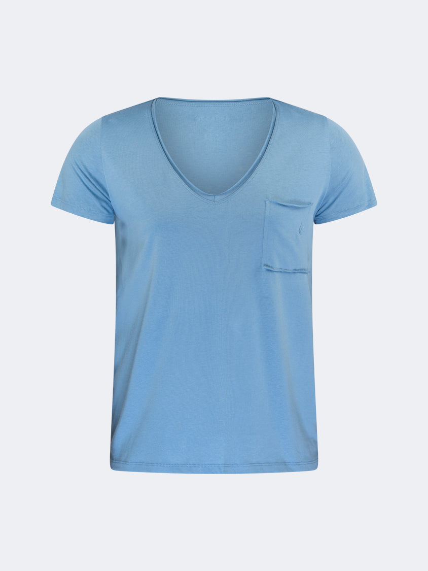Oil And Gaz Classic Women Lifestyle V-Neck T-Shirt Blue