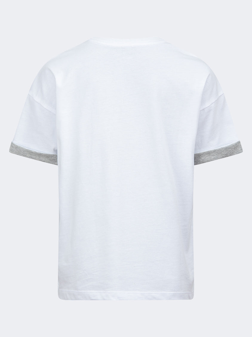 Oil And Gaz Round Neck Kids-Boys Lifestyle T-Shirt White/Grey Chine