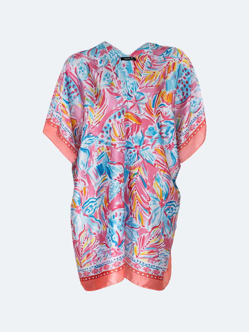 Oil And Gaz Elegant Women Beach Poncho Pink/Light Blue