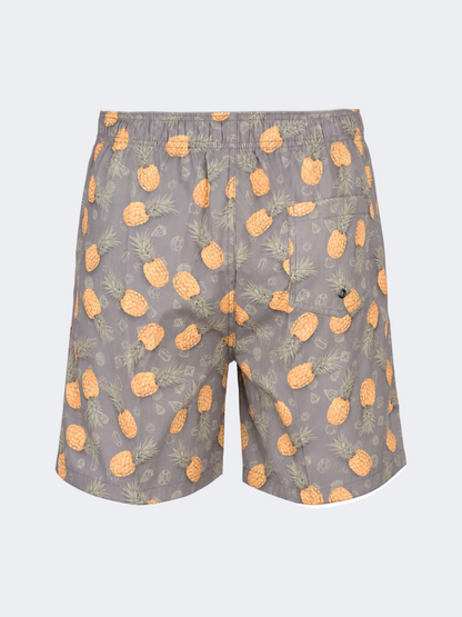 Oil &amp; Gaz Comfortable Men Beach Pineapple Print Swim Short Grey