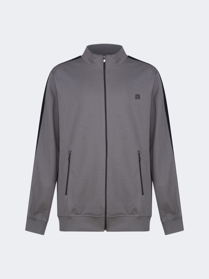 Oil And Gaz Big Size Men Lifestyle Full Zip Hoody Grey