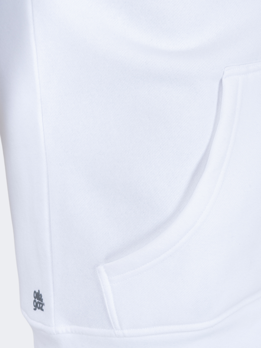 Oil And Gaz Brushed Unisex Lifestyle Printed Full Zip Hooded White