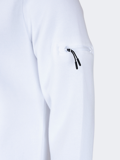 Oil And Gaz Brushed Unisex Lifestyle Printed Full Zip Hooded White