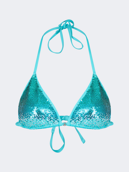 Oil And Gaz Shimmering Women Beach Bra Mint