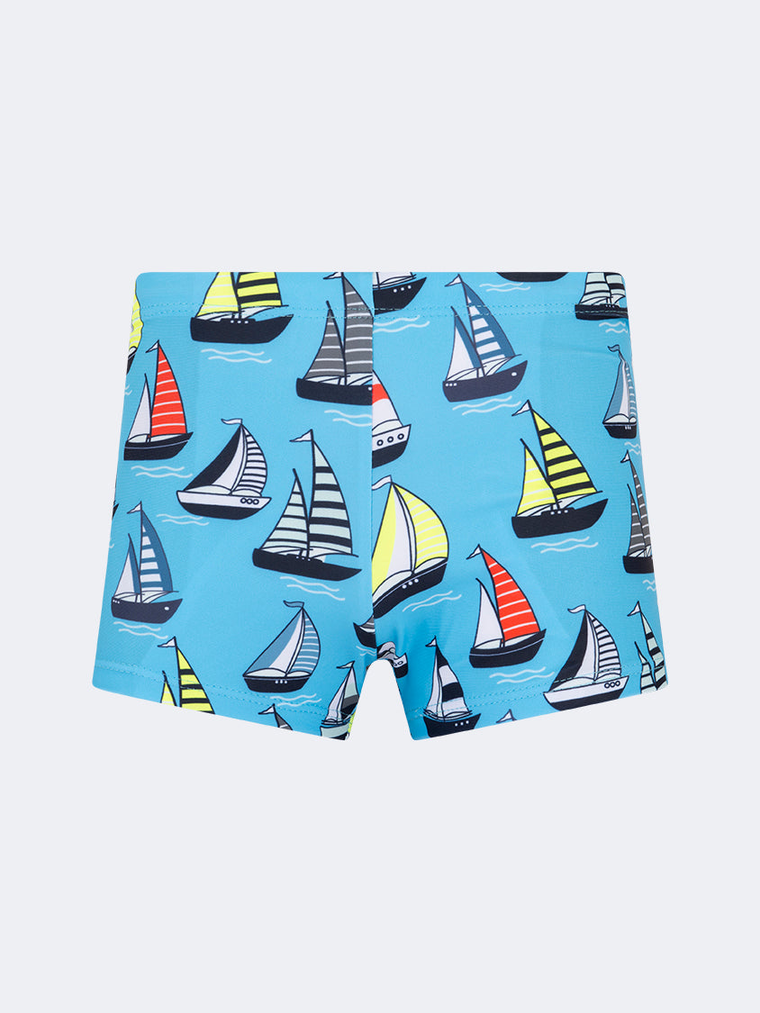 Oil And Gaz Stretchy Kids-Boys Beach Swim Short Light Blue