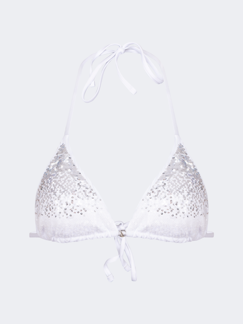 Oil And Gaz Shimmering Women Beach Bra White