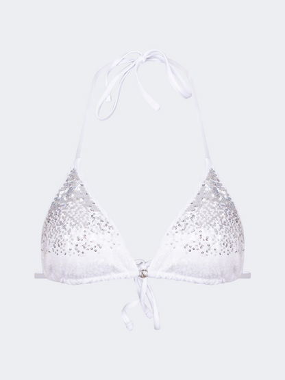 Oil And Gaz Shimmering Women Beach Bra White