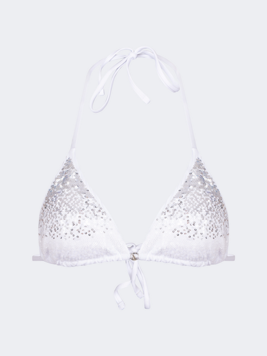 Oil & Gaz Shimmering Women Beach Bra White