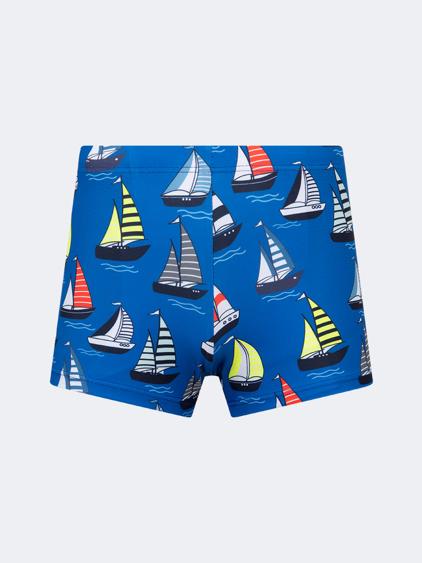 Oil And Gaz Stretchy Kids-Boys Beach Swim Short Blue