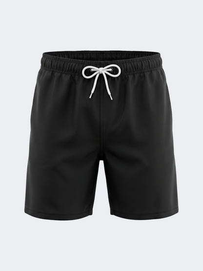 Oil &amp; Gaz Breathable Men Beach Solid Swim Short Black