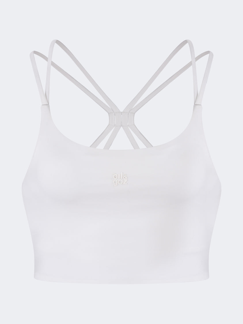 Oil And Gaz Supportive Women Lifestyle  Longline Bra With Bach White