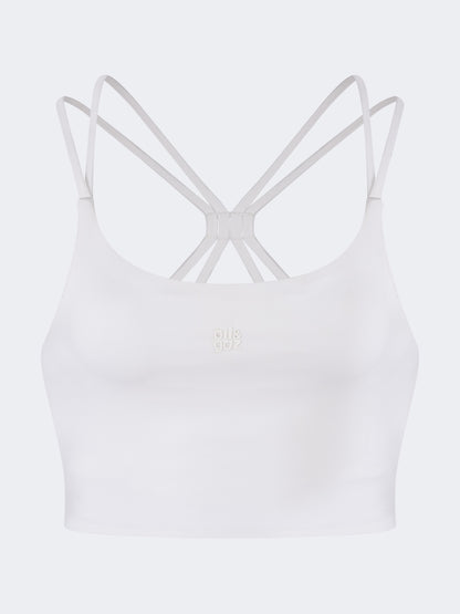 Oil And Gaz Supportive Women Lifestyle  Longline Bra With Bach White