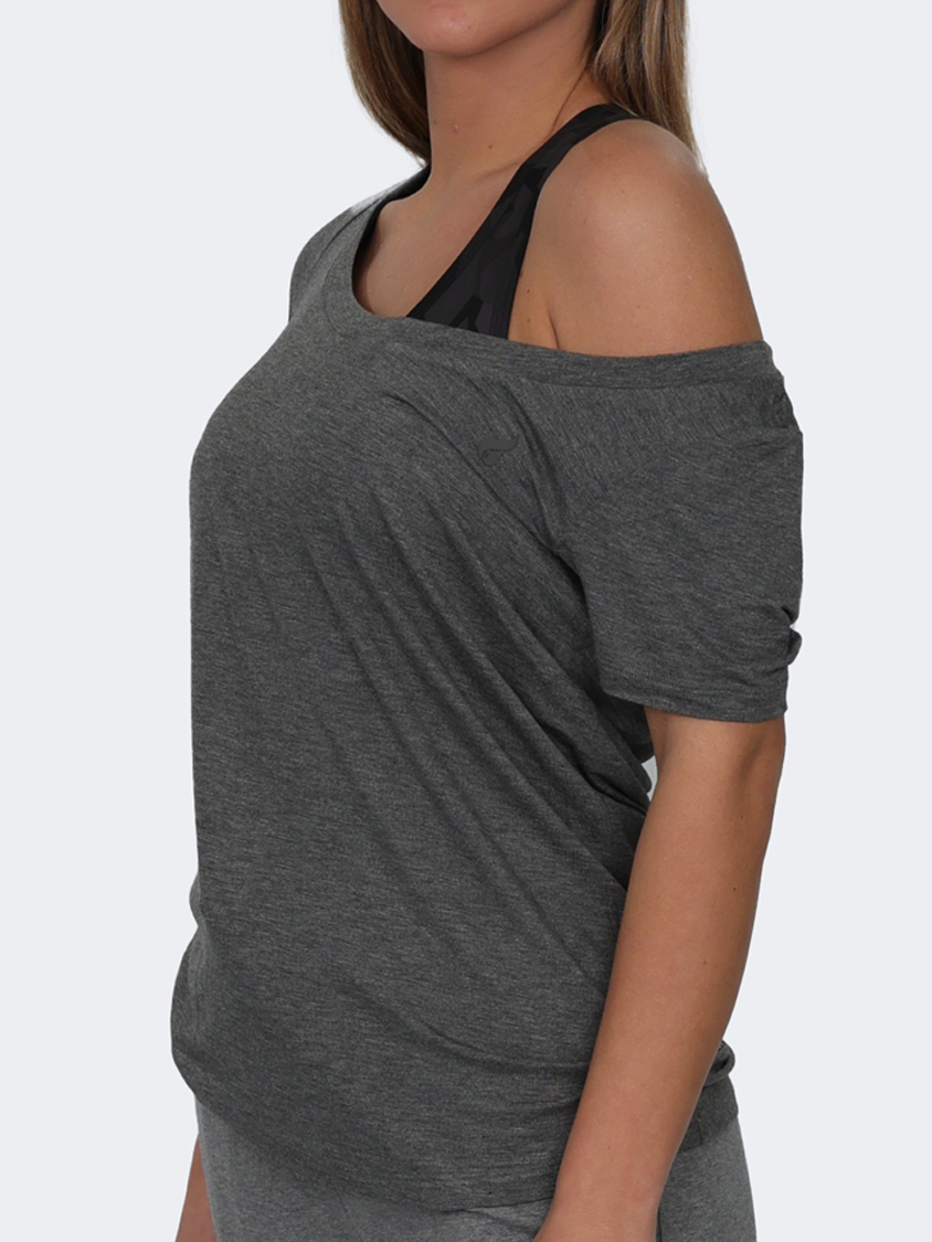 Oil And Gaz Wide Round Neck Women Lifestyle T-Shirt Grey