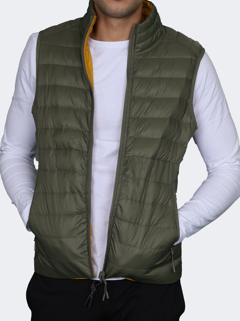 Oil And Gaz Reversible Down Men Lifestyle Vest Olive/Mustard