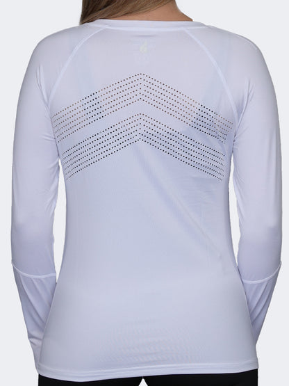 Oil And Gaz Round Neck Women Fitness Long Sleeve White