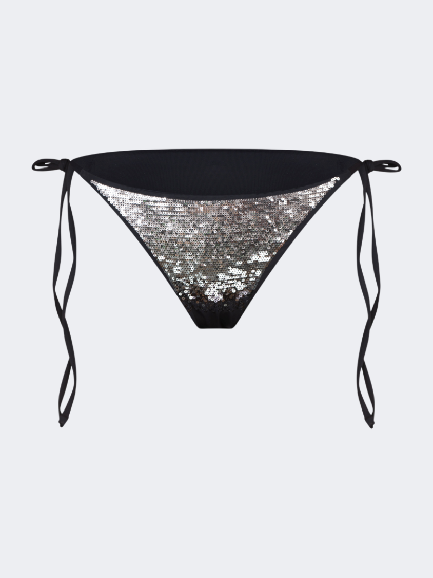 Oil And Gaz Shimmering Women Beach Tie Side Bottom Black