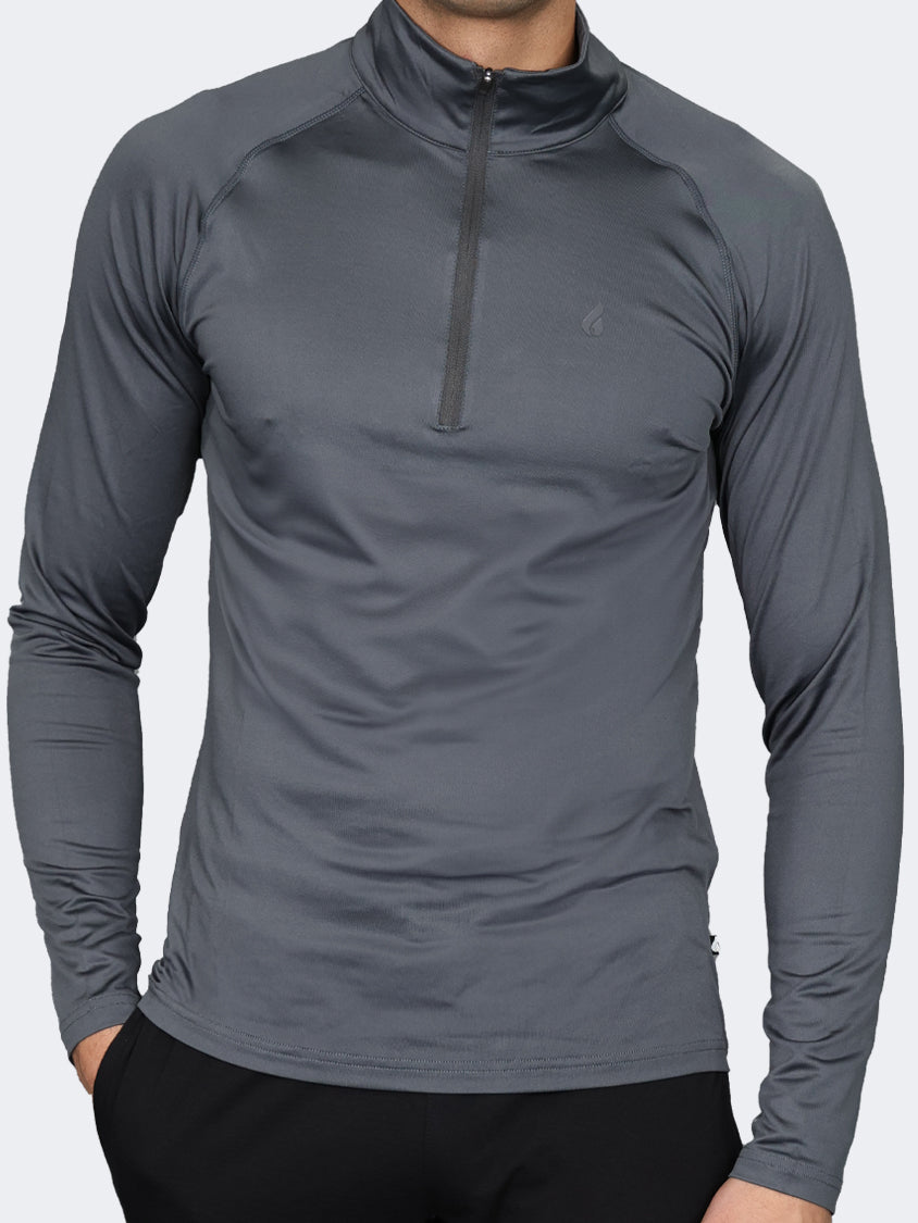 Oil And Gaz Zip Men Fitness Long Sleeve Anthracite