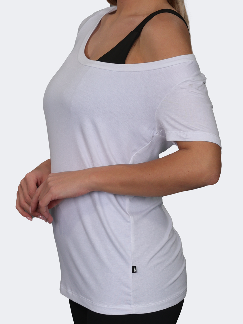 Oil And Gaz Wide Round Neck Women Lifestyle T-Shirt White