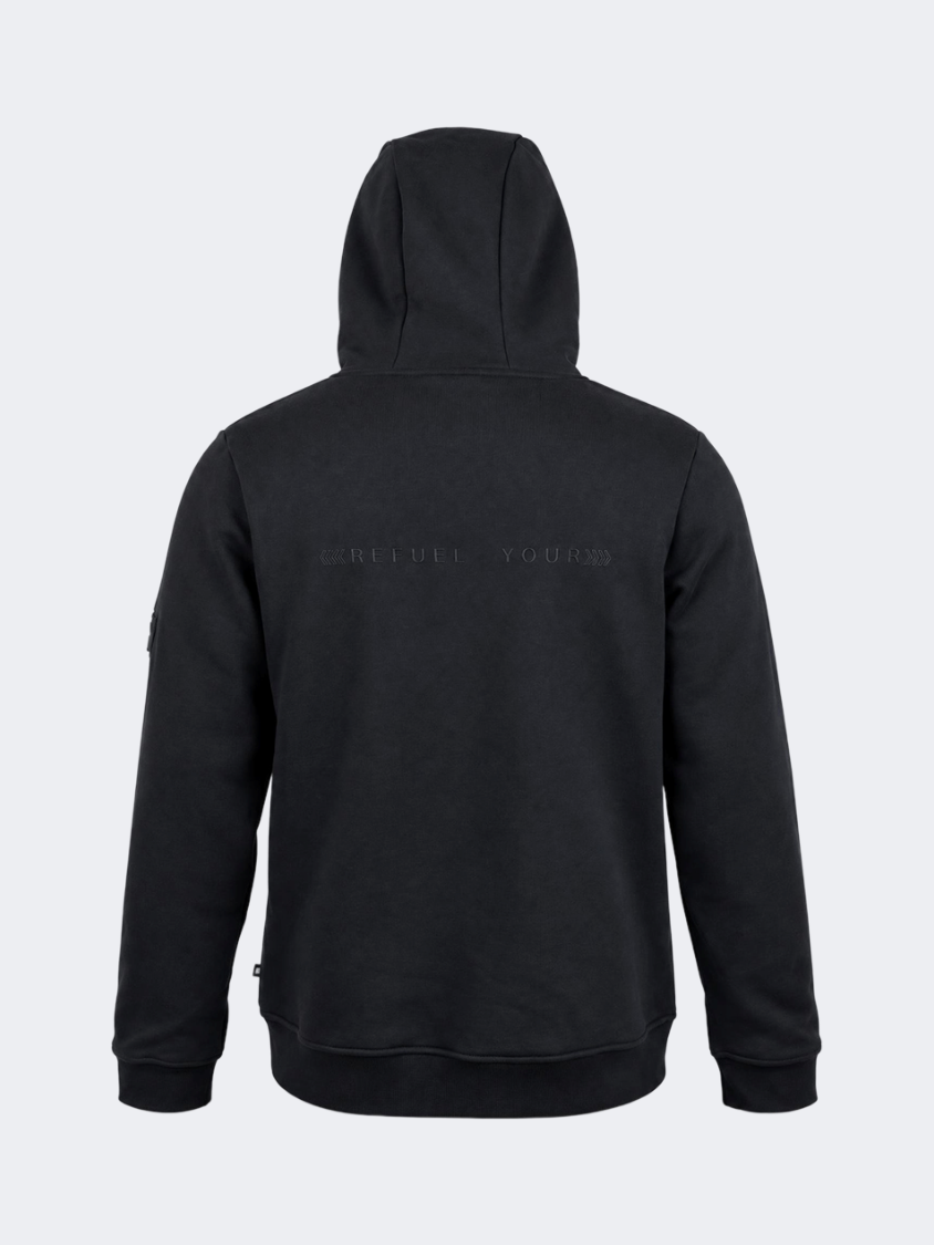 Oil And Gaz Brushed Unisex Lifestyle Printed Hoodie Black