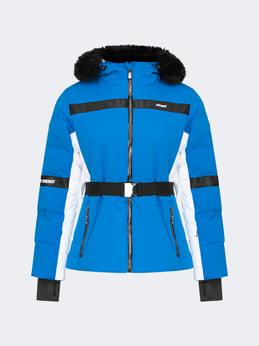 Oil&Gaz Breathable Women Ski Jacket Blue+White+Gun