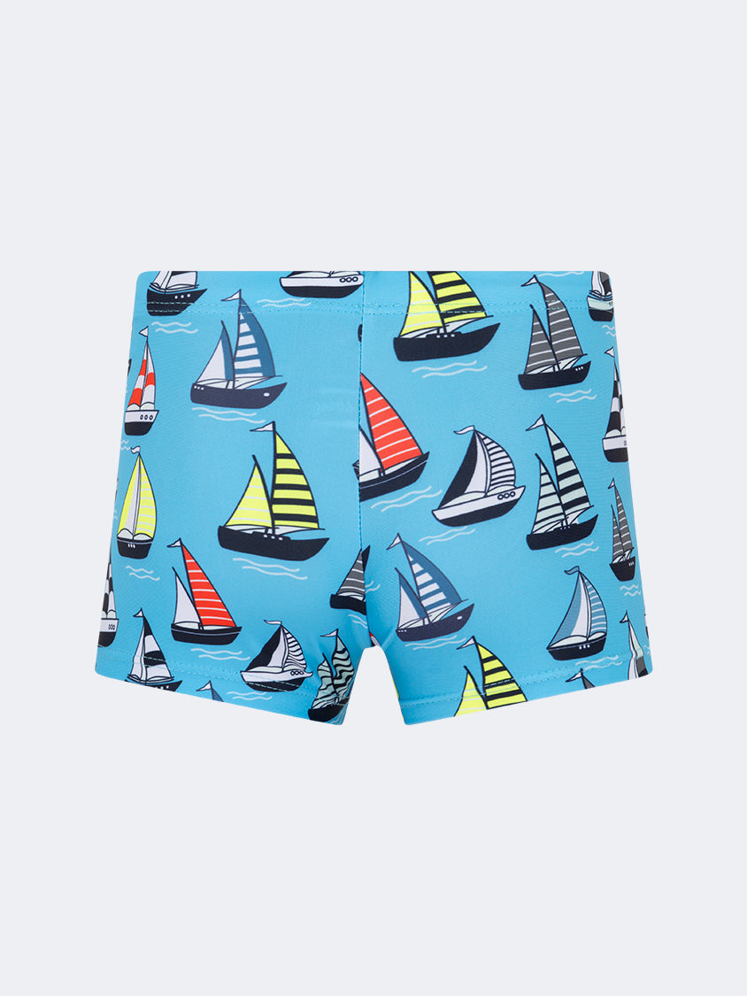 Oil And Gaz Stretchy Kids-Boys Beach Swim Short Light Blue