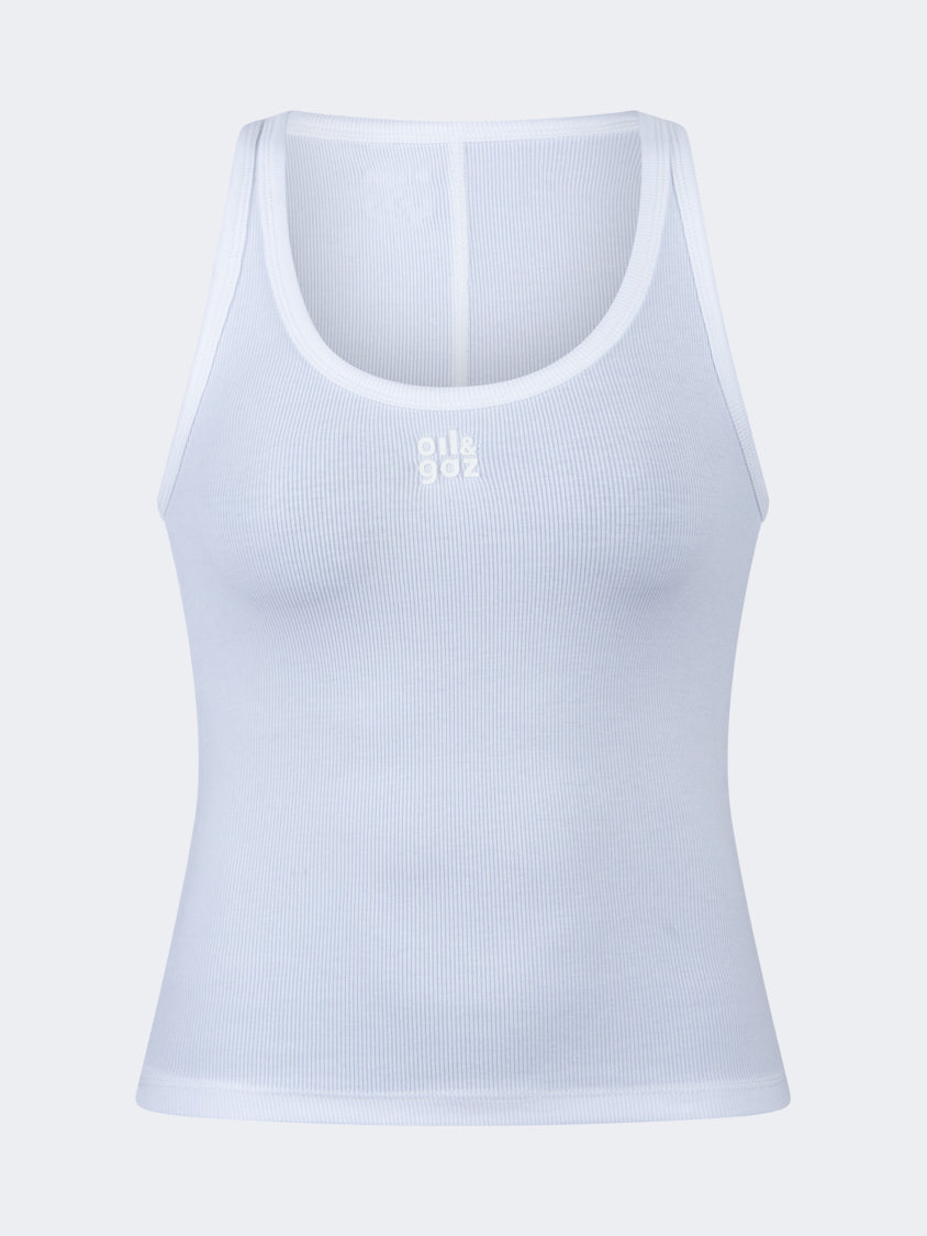 Oil And Gaz Ribbed Women Lifestyle Tank White