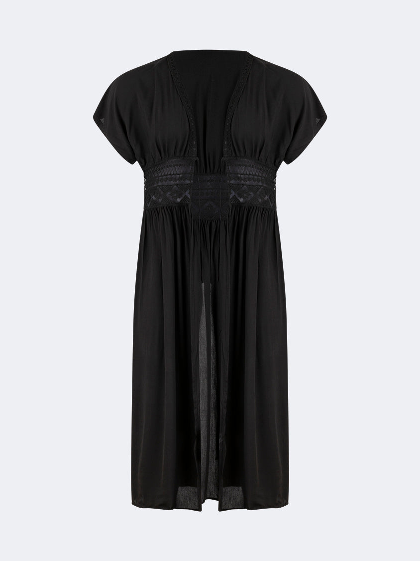 Oil And Gaz Chic Women Beach Coverup Ls Black