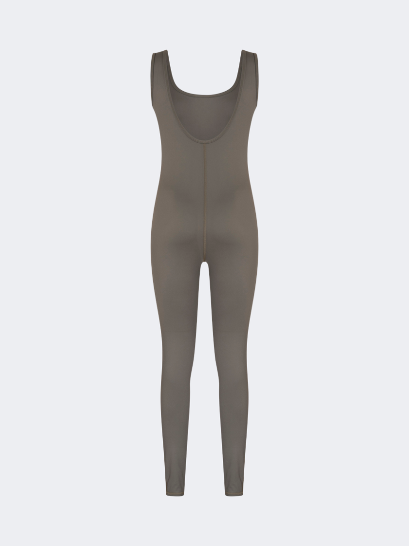 Oil And Gaz Sleeveless Long Women Lifestyle Jumpsuit Khaki