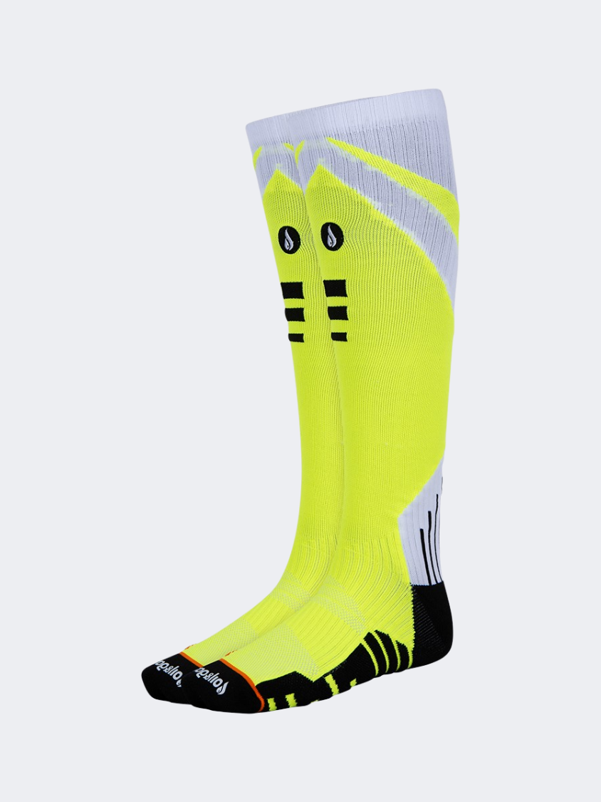 Oil And Gaz Warm Unisex Football Over The Calf Socks Neon Yellow/White