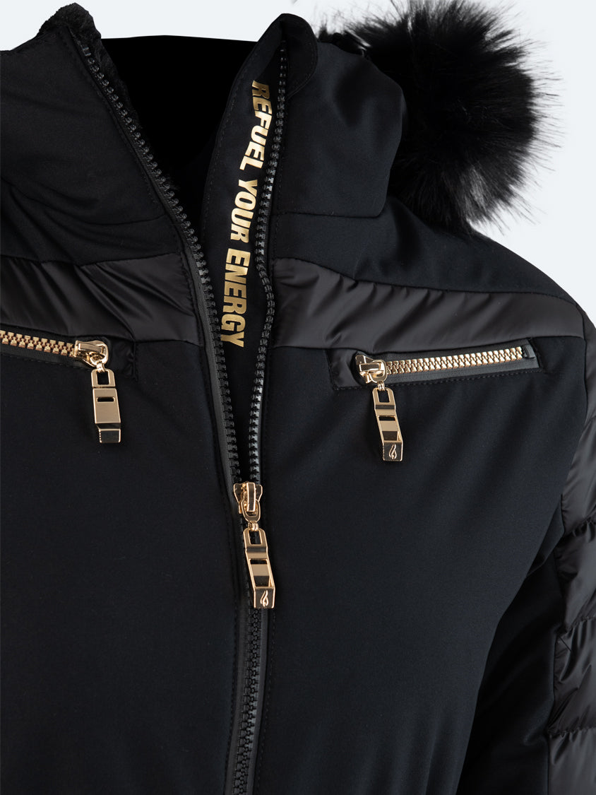 Oil And Gaz Comfortable Women Skiing Jacket Black/Gold