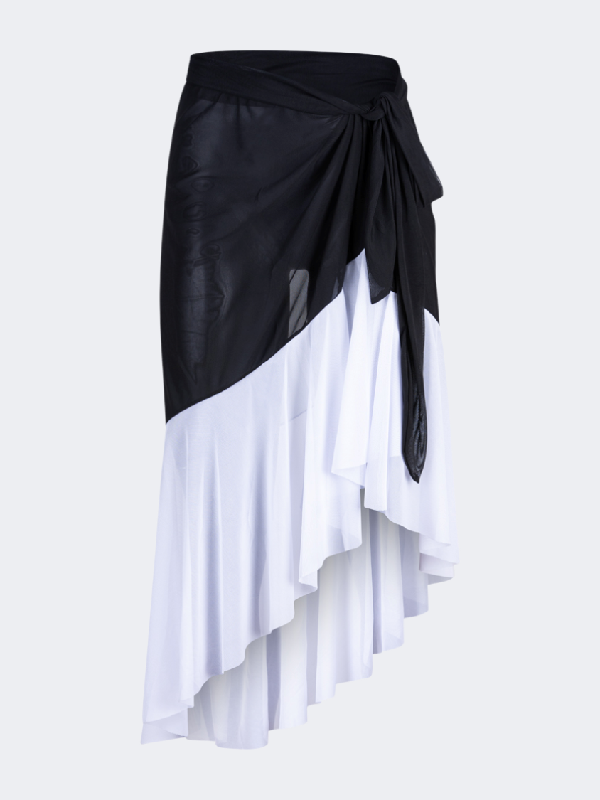 Oil And Gaz Breathable Women Beach Mesh Skirt Black /White