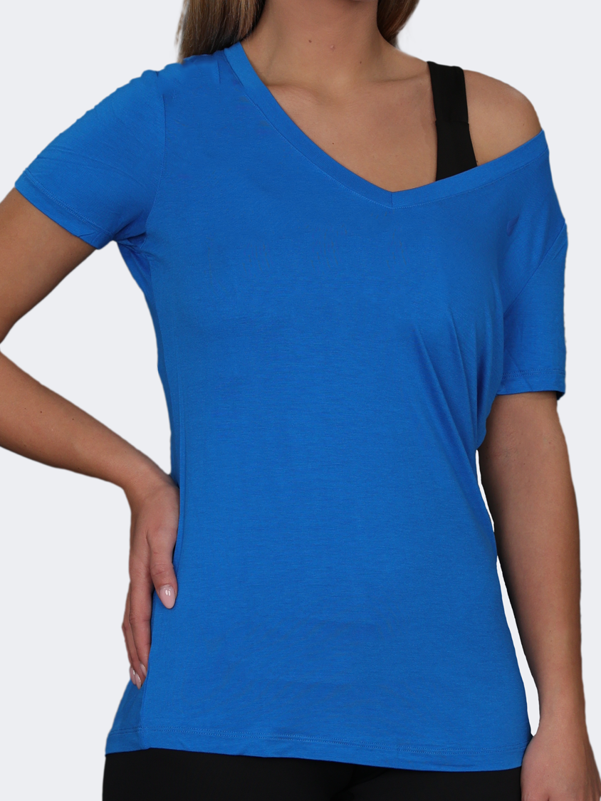 Oil And Gaz Wide V Neck Women Lifestyle T-Shirt Blue