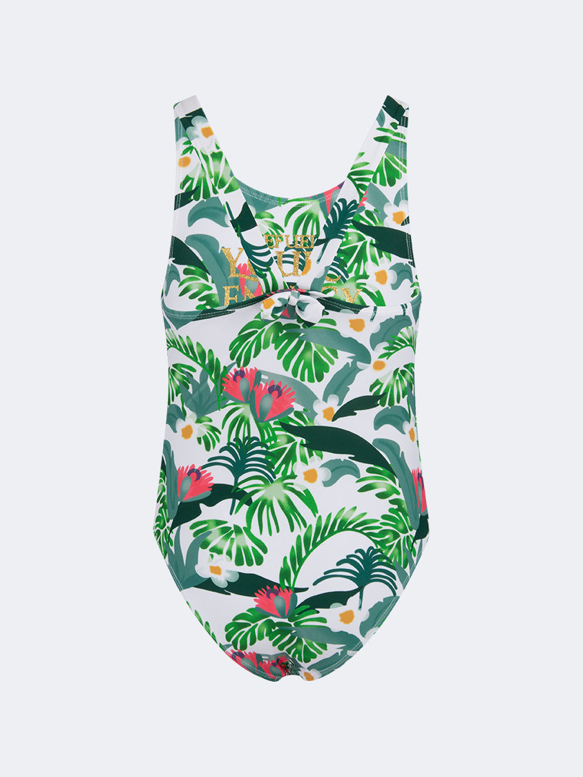 Oil And Gaz Colorful Kids-Girls Beach Monokini Green/White