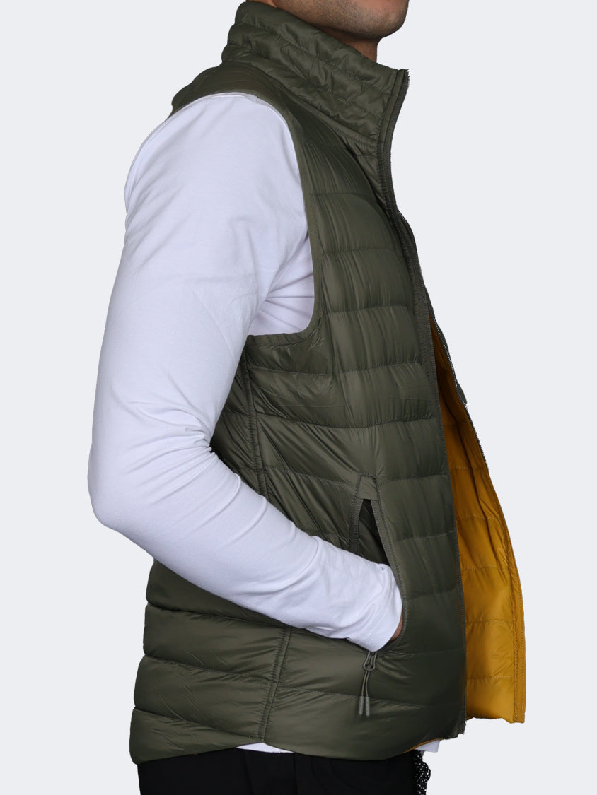 Oil And Gaz Reversible Down Men Lifestyle Vest Olive/Mustard