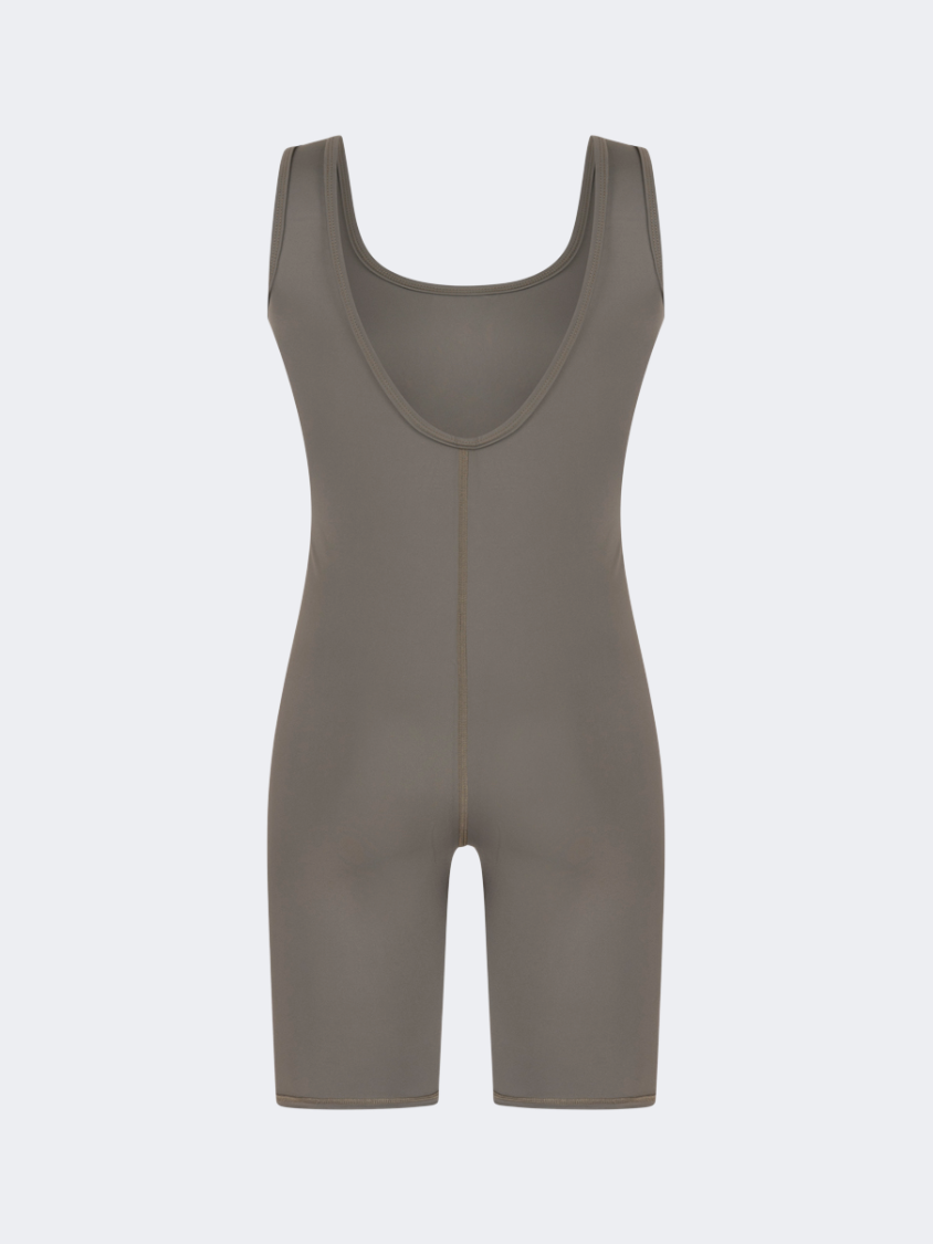 Oil And Gaz Sleeveless Short Women Lifestyle Jumpsuit Khaki