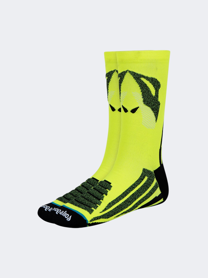 Oil And Gaz Comfortable Unisex Basketball Crew Socks Neon Yellow/Black