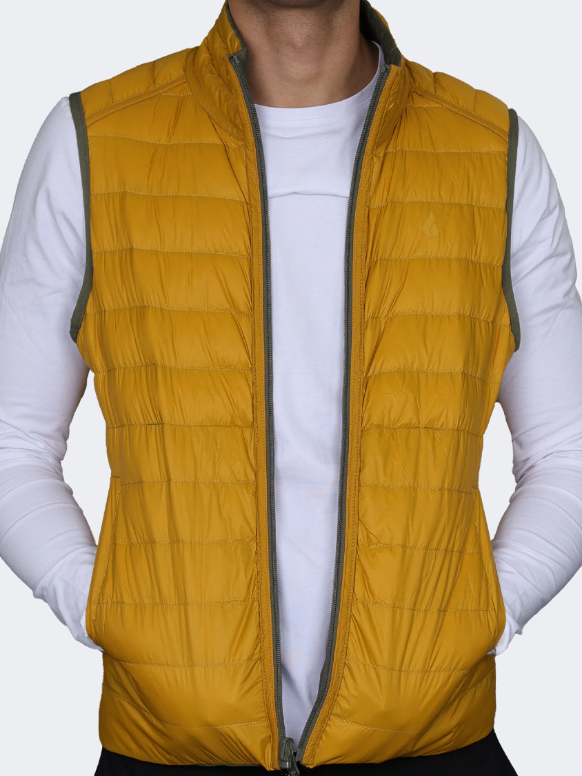 Oil And Gaz Reversible Down Men Lifestyle Vest Olive/Mustard